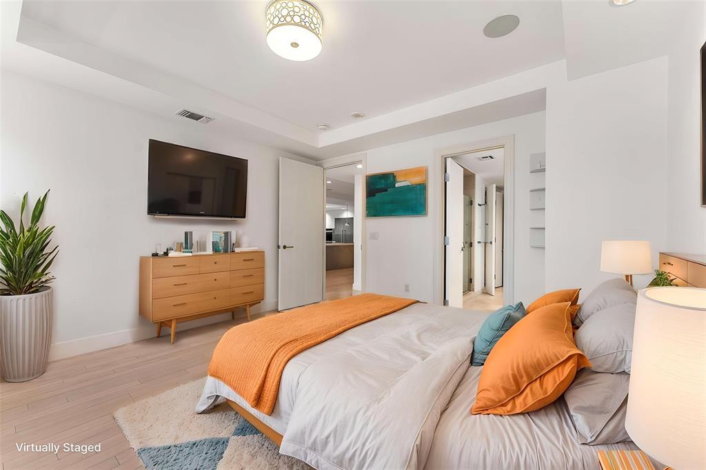 1505 Elm Street, Unit 1003 Dallas, TX 75201 - Photo 12 of 20 a bedroom with a bed and a flat screen tv
