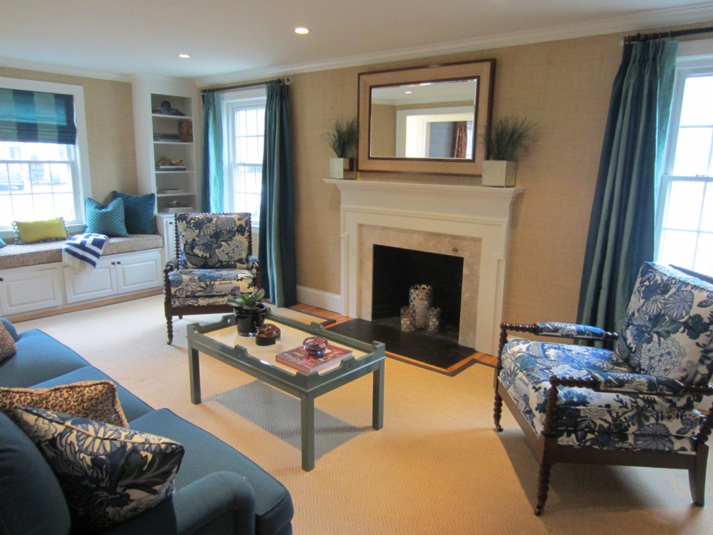 34 Oxford Road Wellesley, MA 02481 - Photo 2 of 14 a living room with furniture and a fireplace