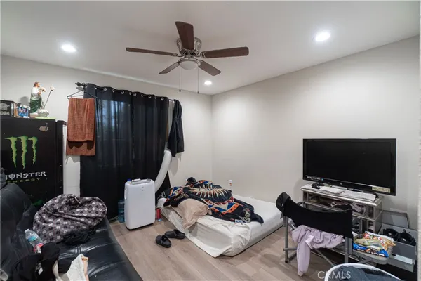 a view of a hallway with white walls