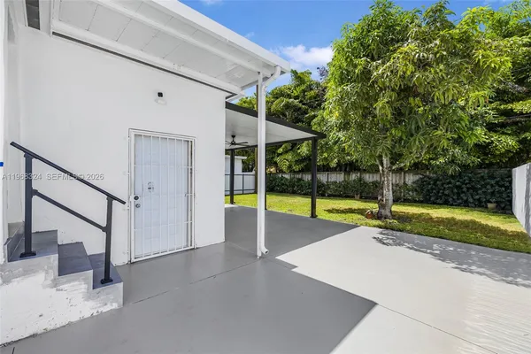 a view of a park with slide