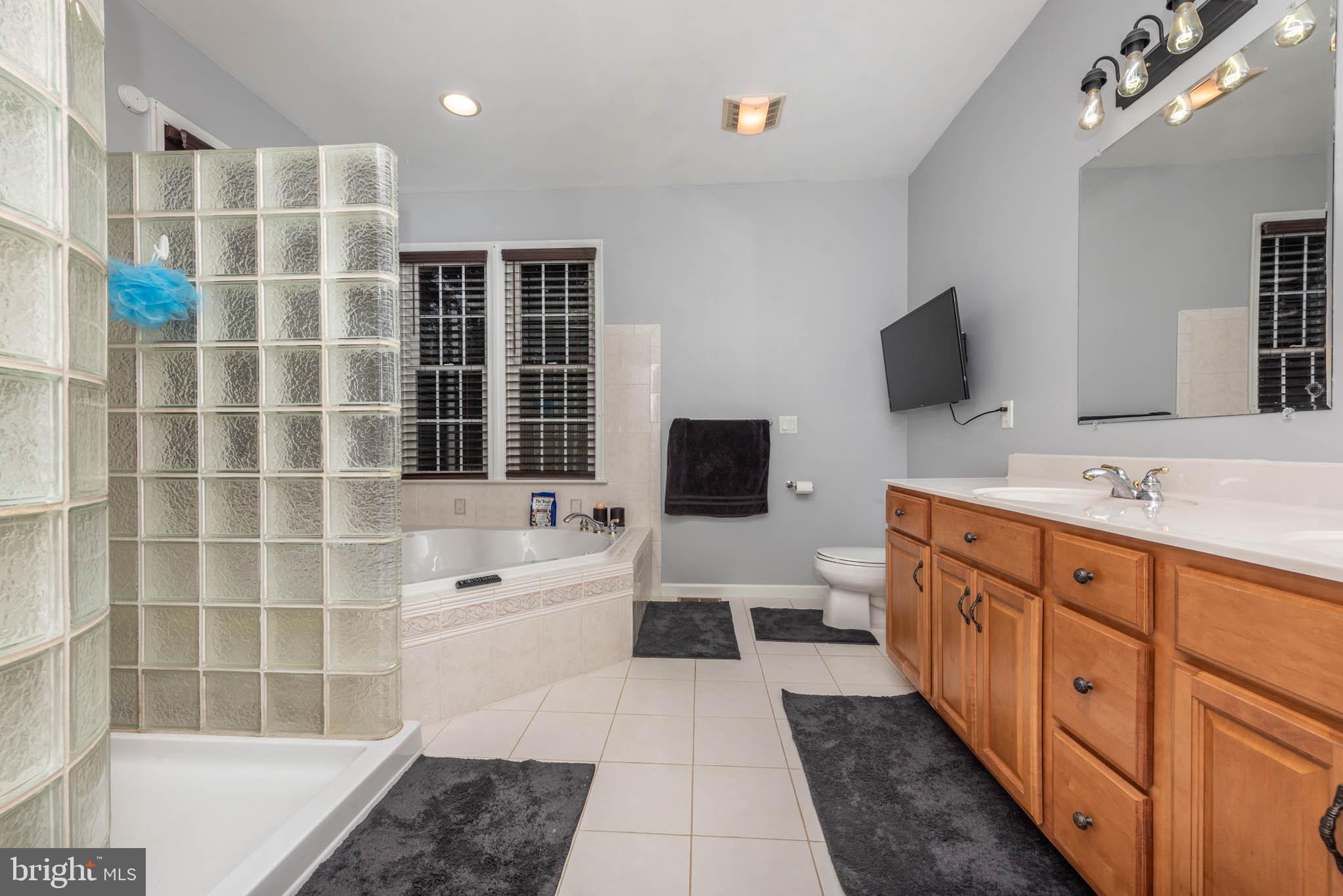 2623 Urey Road White Hall, MD 21161 - Photo 19 of 60 a spacious bathroom with a double vanity sink a mirror and a bathtub