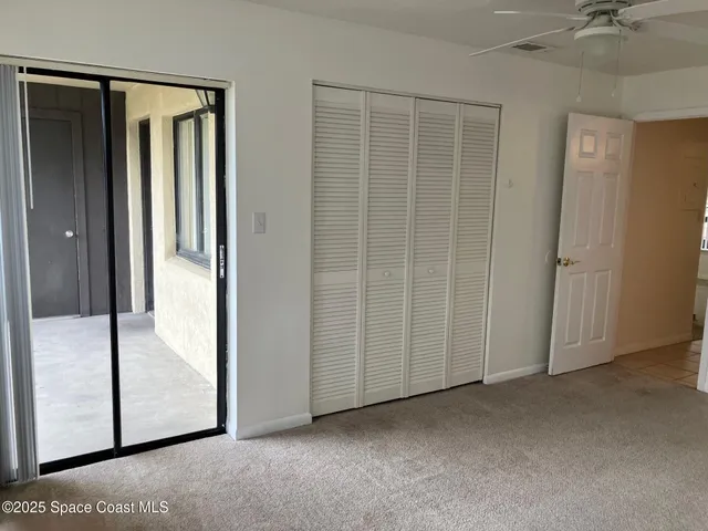 an empty room with a door