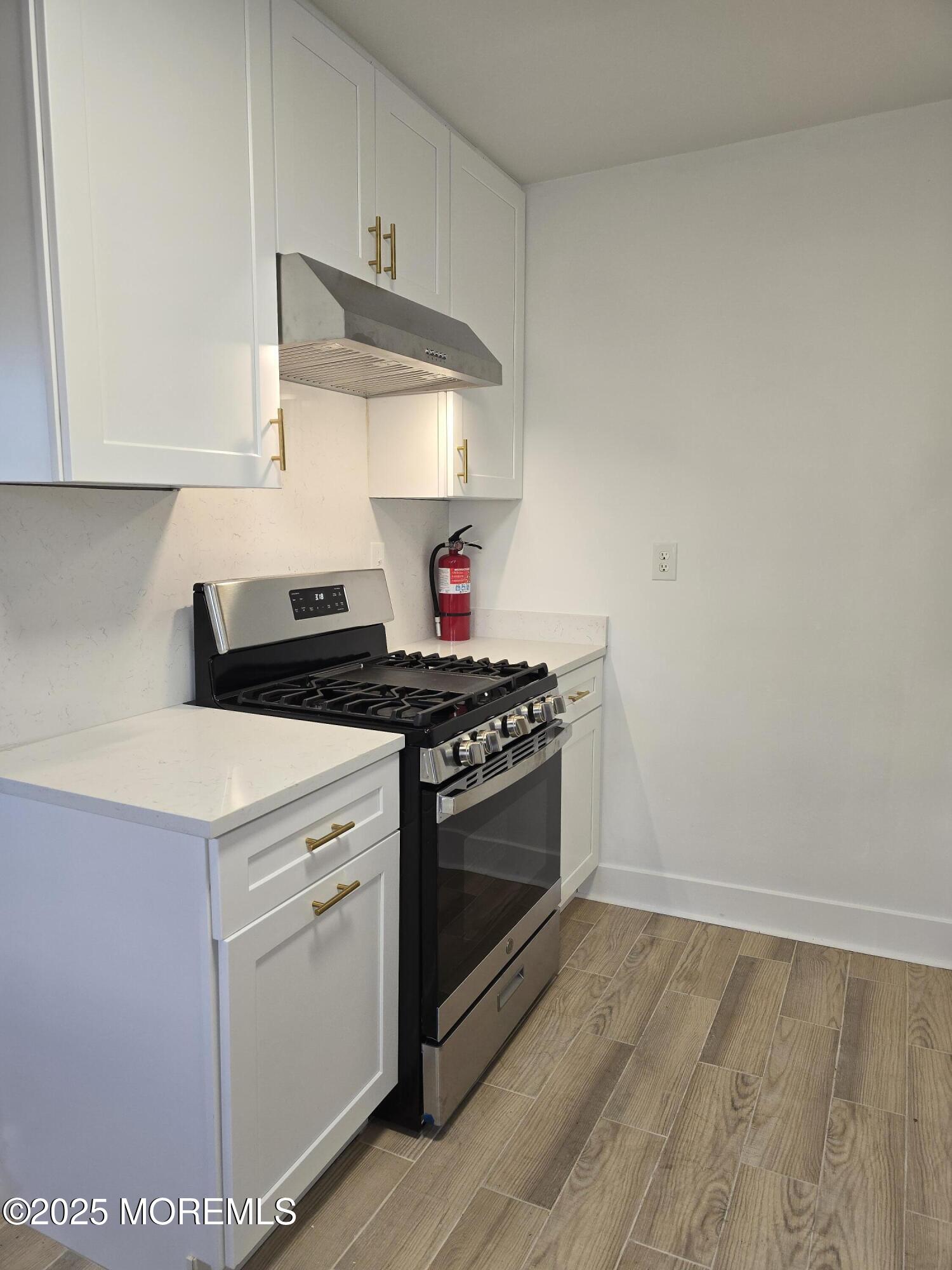 142 South Street, Unit 10B Red Bank, NJ 07701 - Photo 3 of 9 a kitchen with cabinets appliances and wooden floor