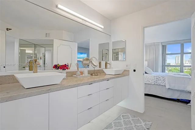 a view of a lake with building in front of it