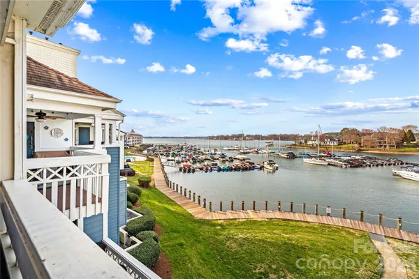a view of a lake with houses