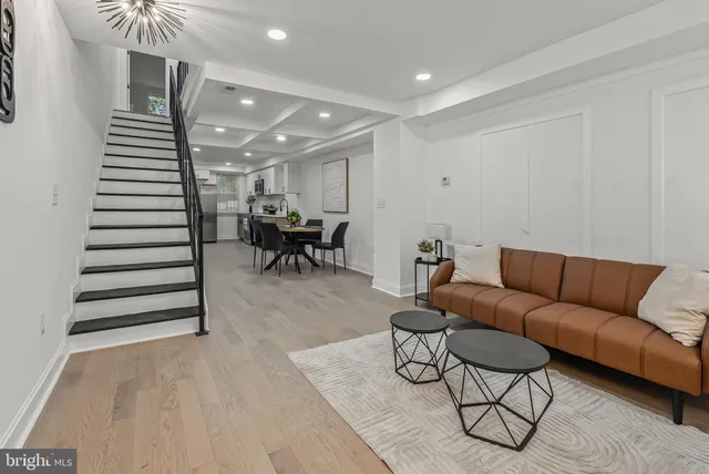 a living room with furniture