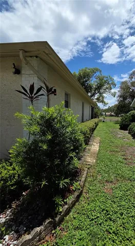 a view of a garden with a pathway