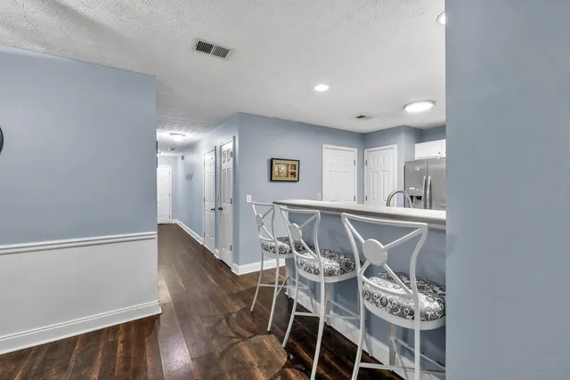 a view of a room that has window in it