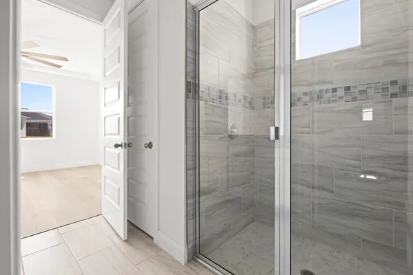 a bathroom with a shower