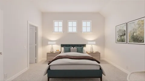 a bedroom with bed and window