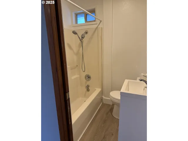 a bathroom with a bathtub