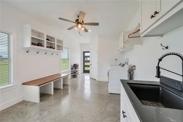 a living room with furniture