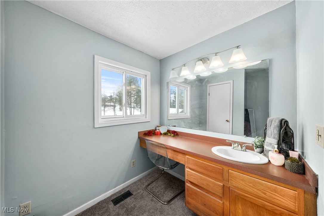 4947 Wayland Road Diamond, OH 44412 - Photo 17 of 43 Bathroom with vanity and a textured ceiling