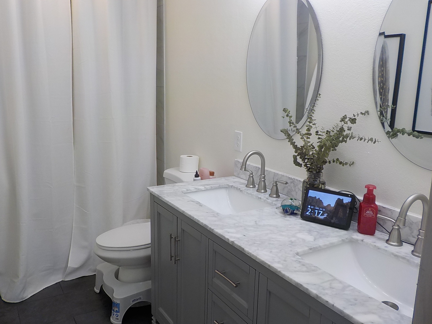 4412 Ridgeview Lane Byron, IL 61010 - Photo 22 of 35 a bathroom with a granite countertop sink a toilet and a mirror