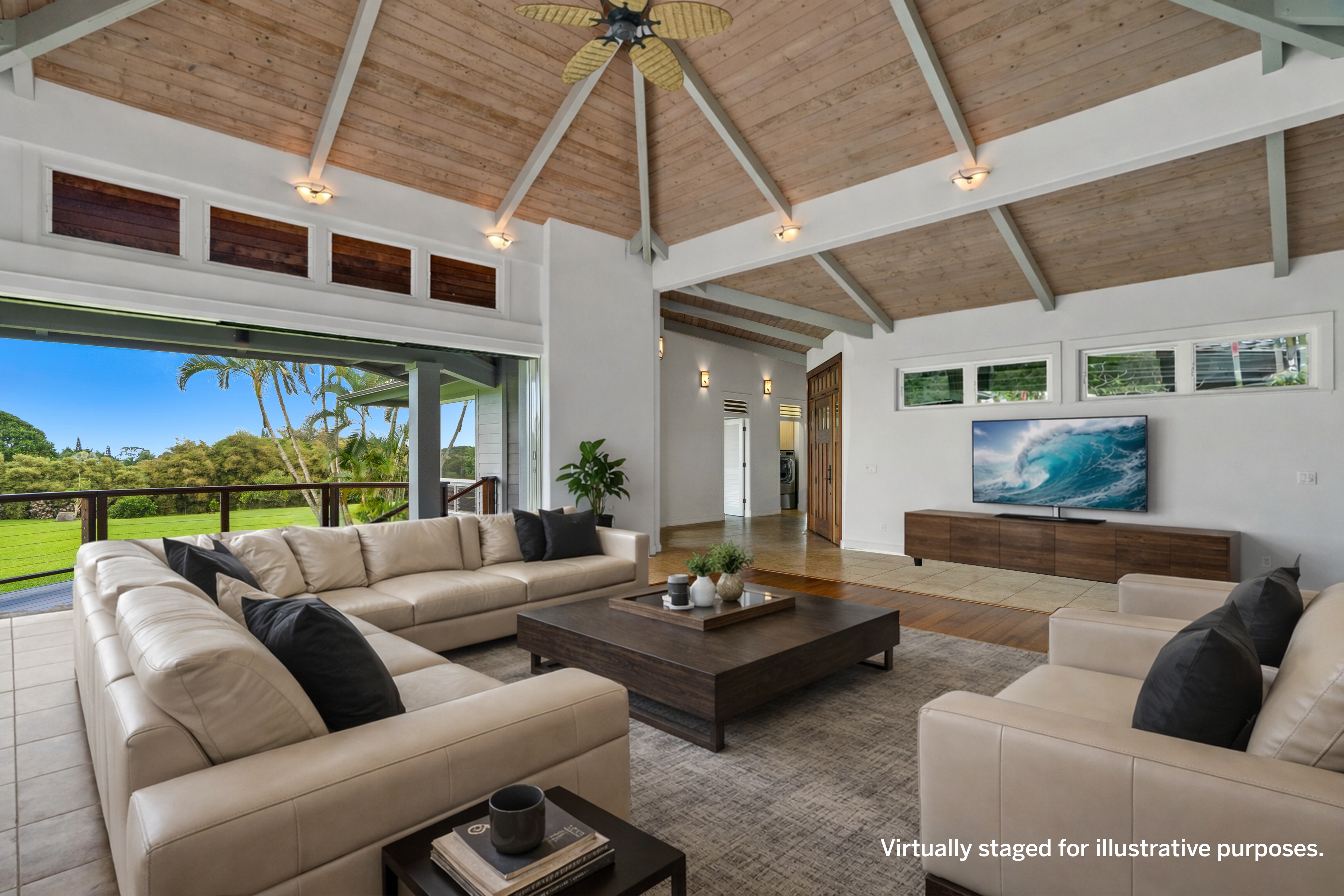 4928 Wailapa Road, Unit A Kilauea, HI 96754 - Photo 4 of 30 a living room with furniture and a large window