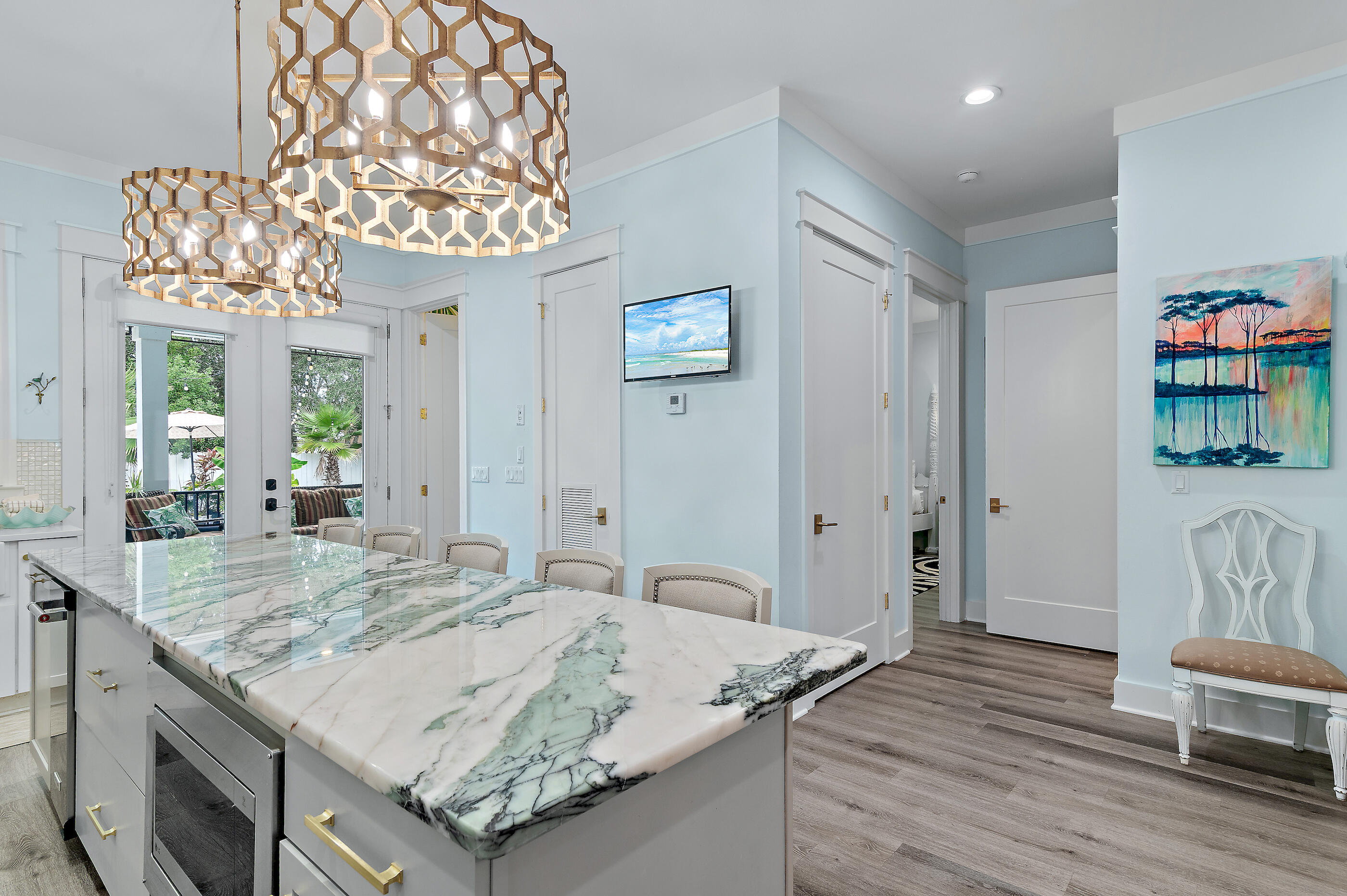 75 Pelayo Avenue Santa Rosa Beach, FL 32459 - Photo 25 of 67 a bathroom with a granite countertop sink and a mirror