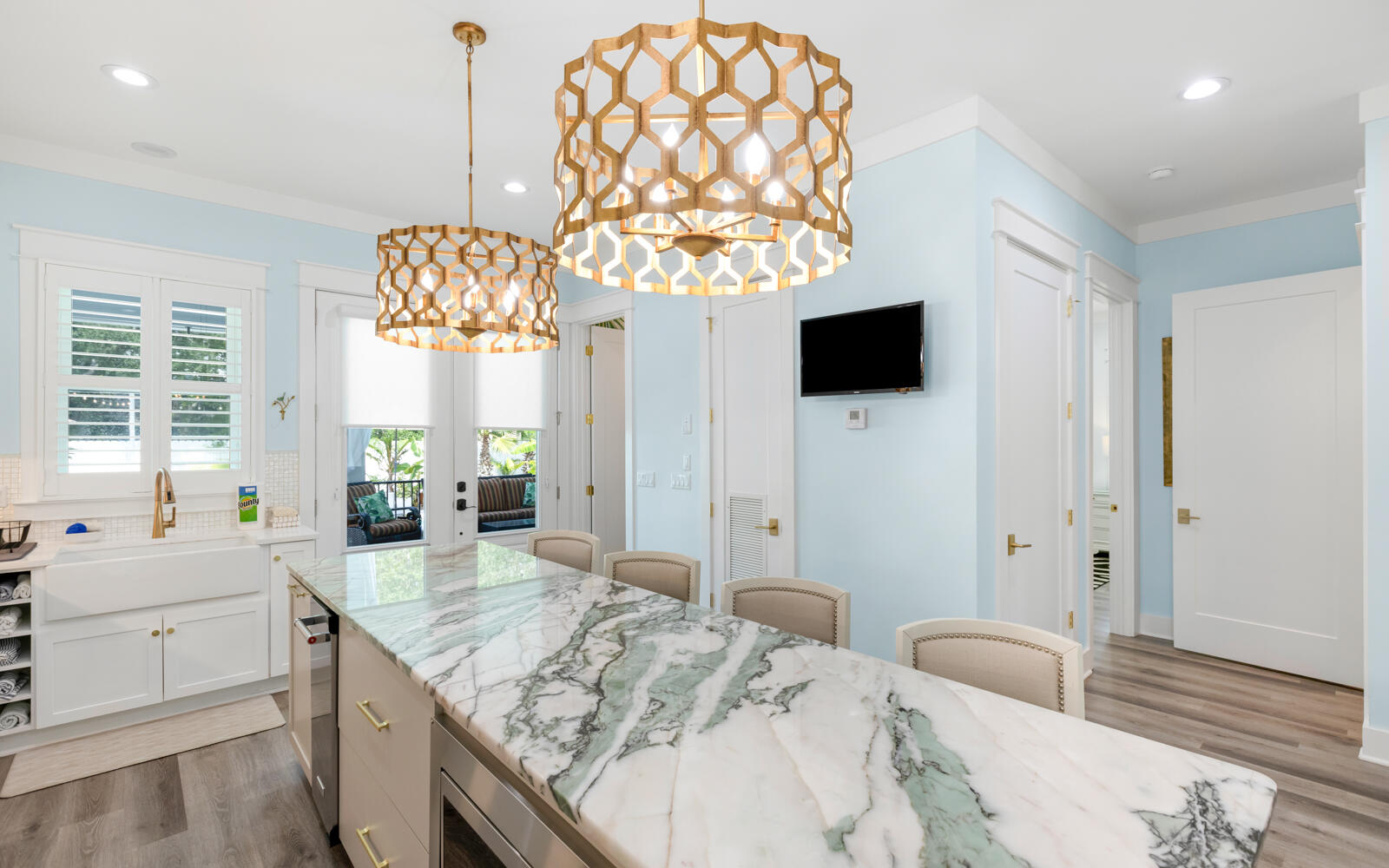 75 Pelayo Avenue Santa Rosa Beach, FL 32459 - Photo 29 of 67 a spacious bathroom with a granite countertop sink and a large mirror
