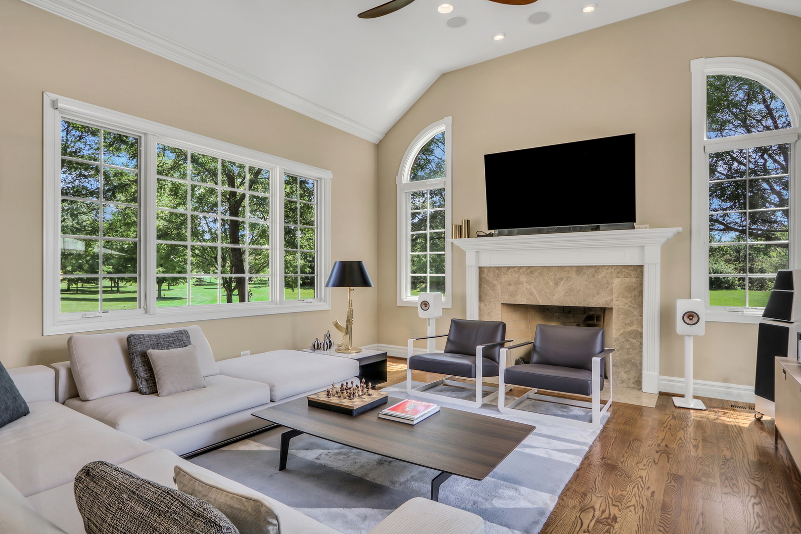 17451 Bridle Trail Road Gurnee, IL 60031 - Photo 26 of 50 a living room with furniture fireplace and a flat screen tv