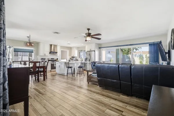 a living room with furniture