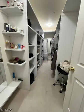 a bedroom with a bed and a walk in closet