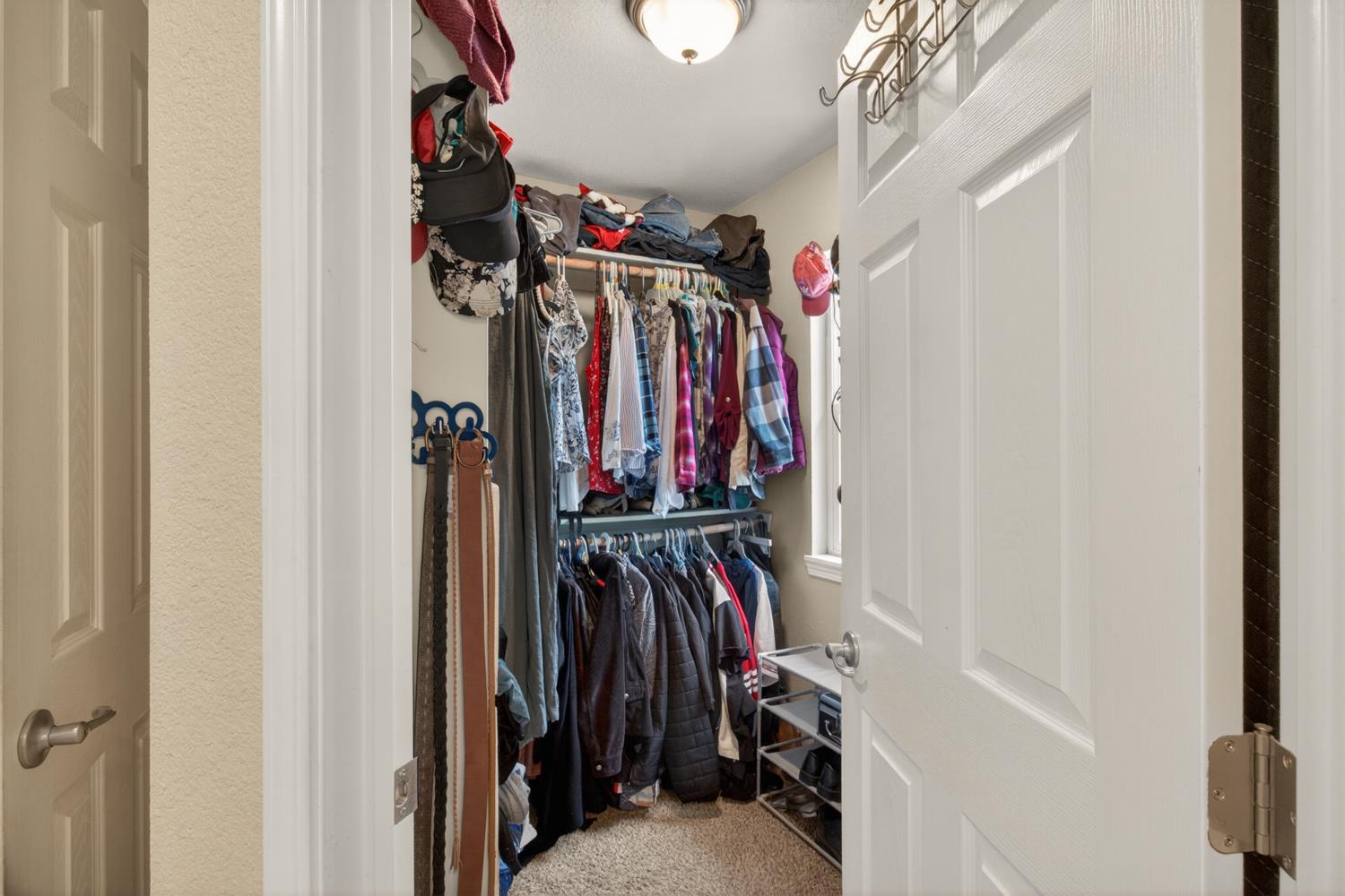 6332 Horseshoe Bar Road Loomis, CA 95650 - Photo 40 of 85 Walk-in closet featuring carpet flooring, built-in shelving, and hanging rods