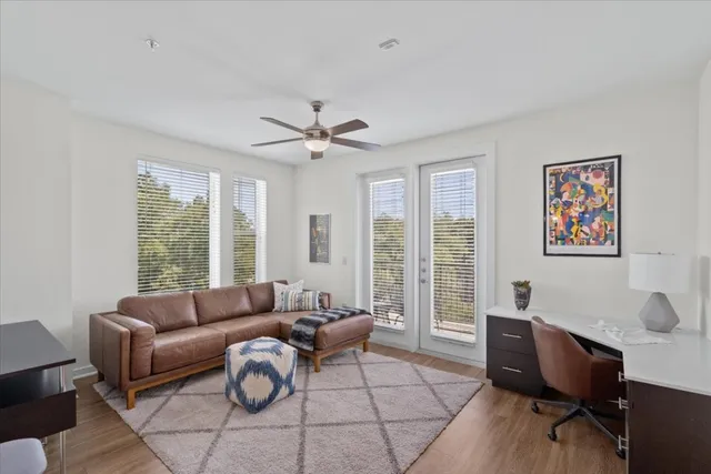 a living room with furniture and a couch