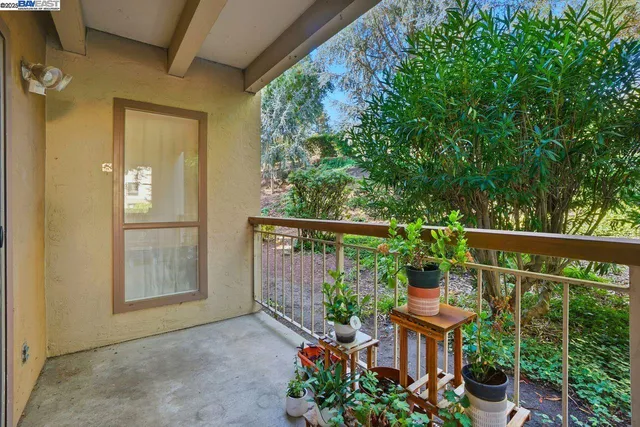 a balcony with outdoor space