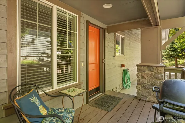 a view of balcony with chair