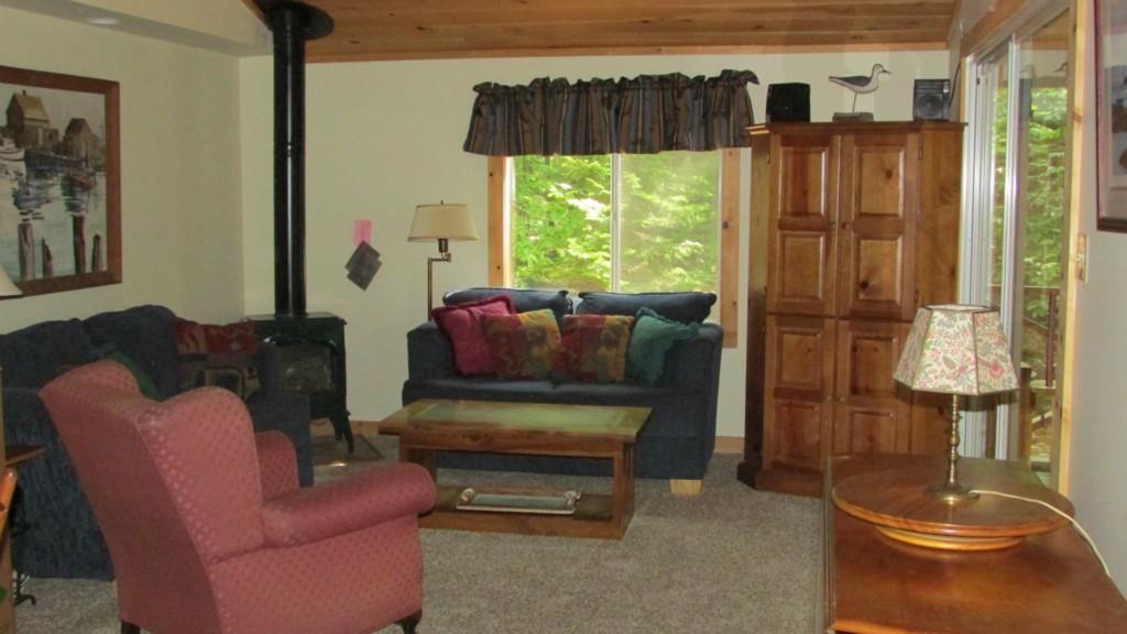 1001-02 North Beach Road Standish, ME 04084 - Photo 11 of 23 pine ceiling & gas stove