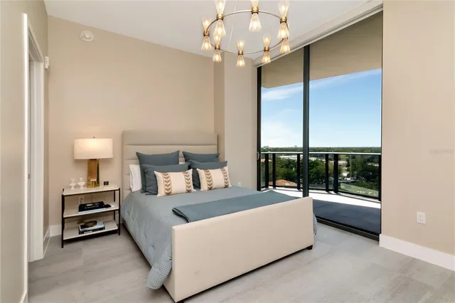 a view of balcony with wooden floor