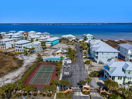 a city view with tall buildings