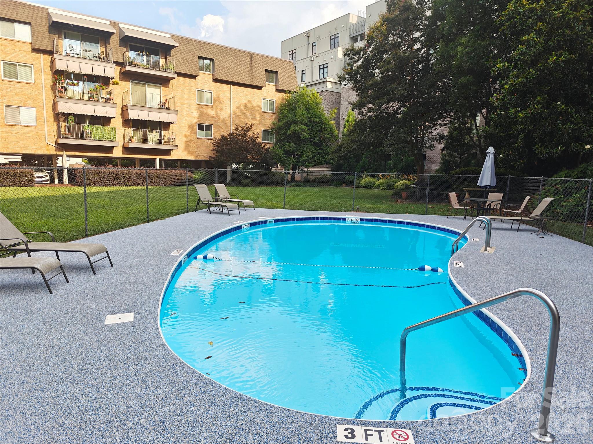 1323 Queens Road, Unit 321 Charlotte, NC 28207 - Photo 30 of 31 a view of a swimming pool with a patio
