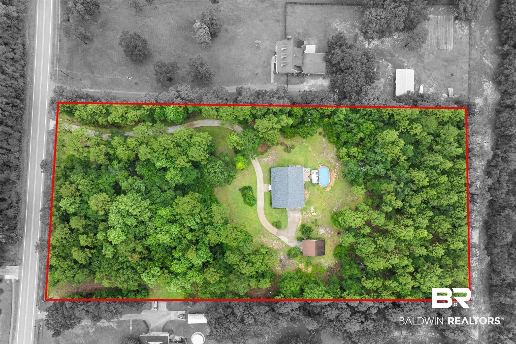 2300 Radcliff Road Saraland, AL 36571 - Photo 42 of 56 Aerial overview of property's location featuring property parcel outlined