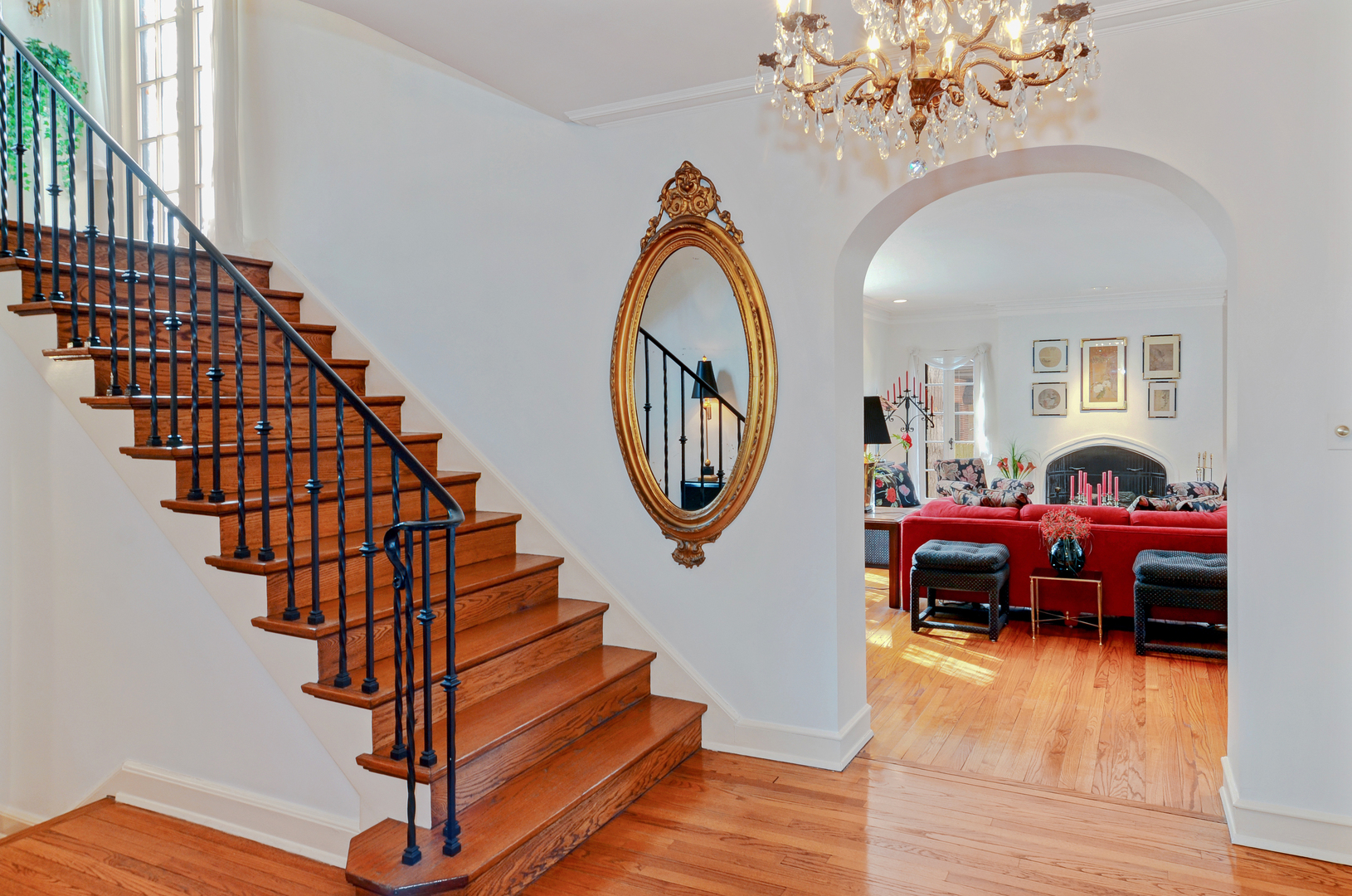 801 South County Line Road Hinsdale, IL 60521 - Photo 5 of 24 a living room with furniture and a chandelier