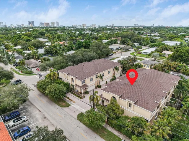 an aerial view of a kitchen