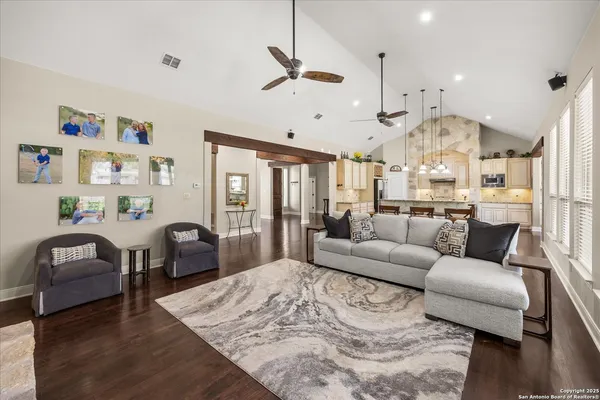 a living room with furniture