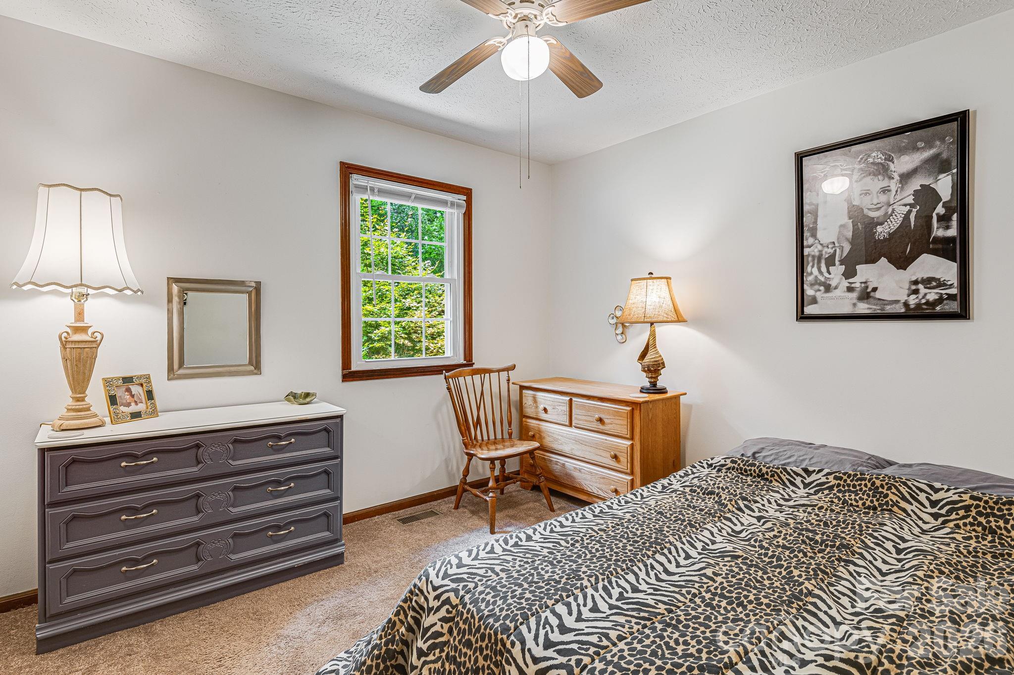61 Spring Cove Drive Brevard, NC 28712 - Photo 16 of 39 a bedroom with a bed and a chandelier