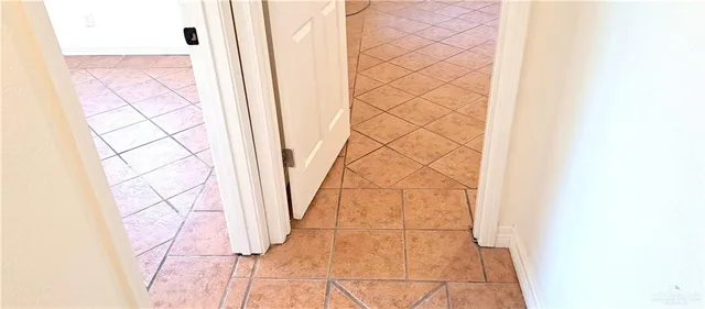 an empty room with a door