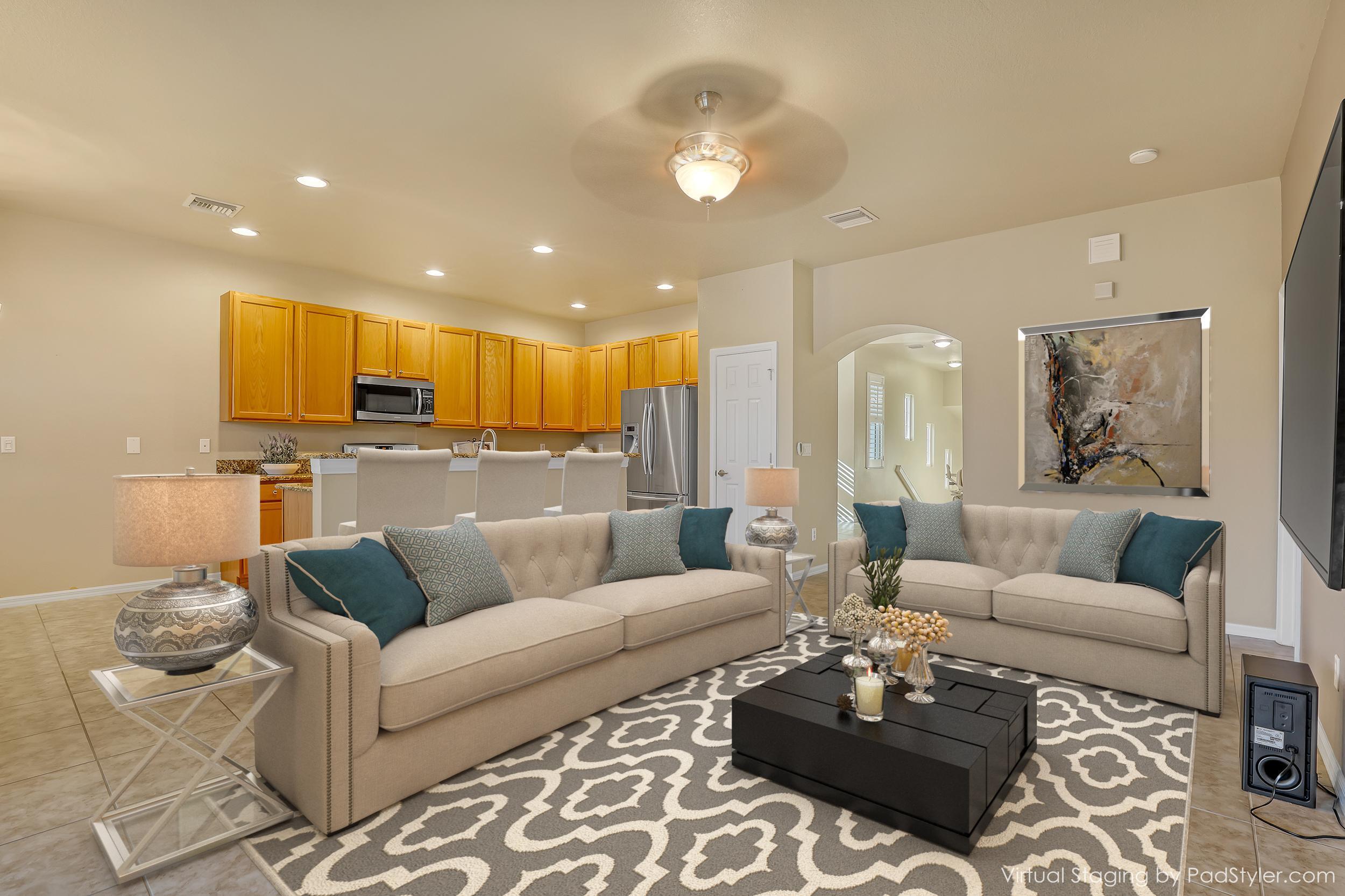 2136 Wingate Bend Wellington, FL 33414 - Photo 9 of 44 a living room with furniture and kitchen view