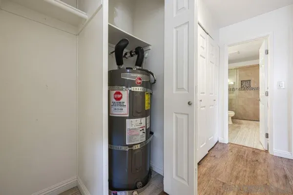 a utility room with closet