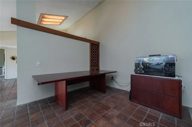 a bench sitting in a room