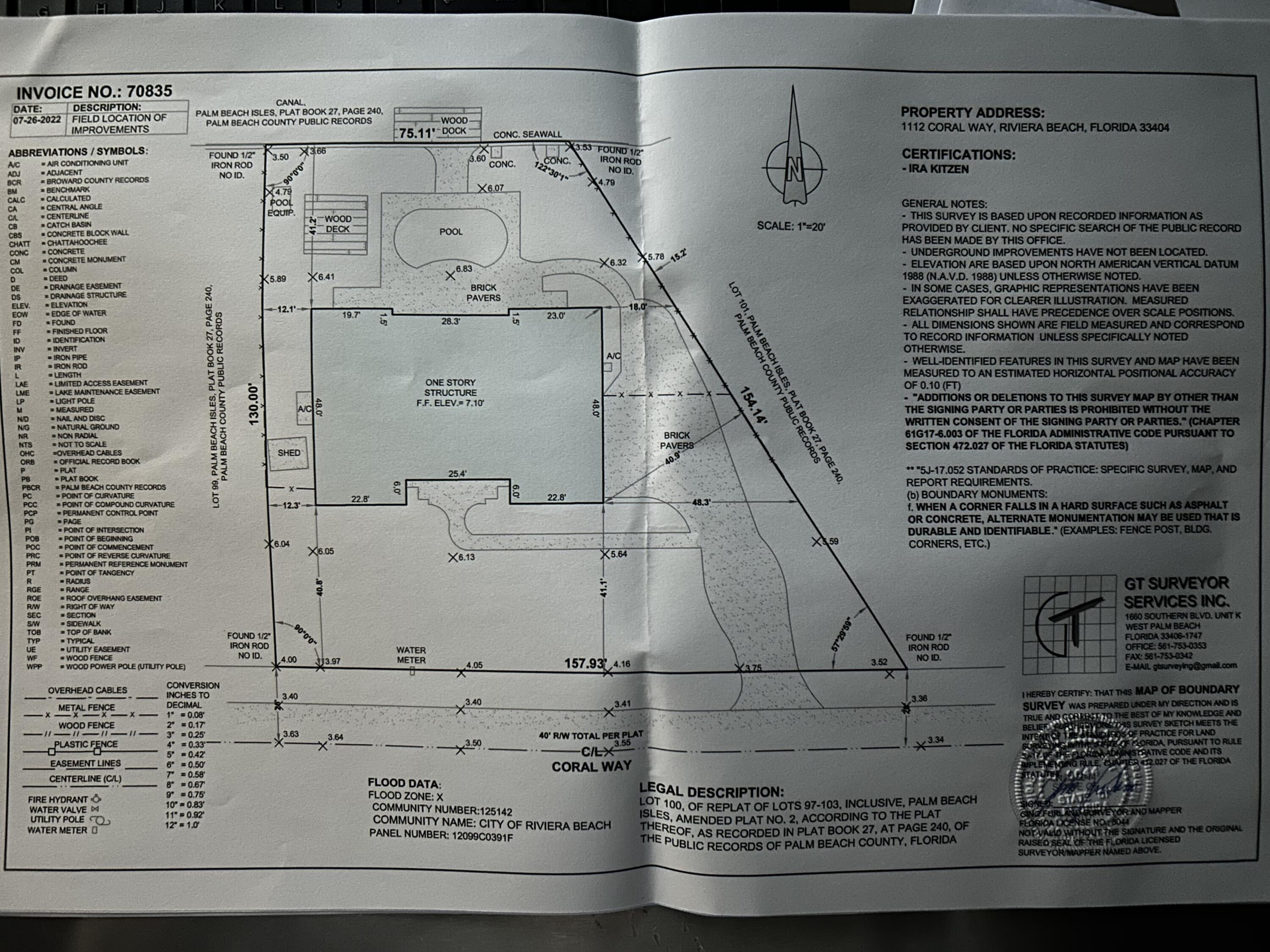 1112 Coral Way Singer Island, FL 33404 - Photo 2 of 6 Survey jpeg