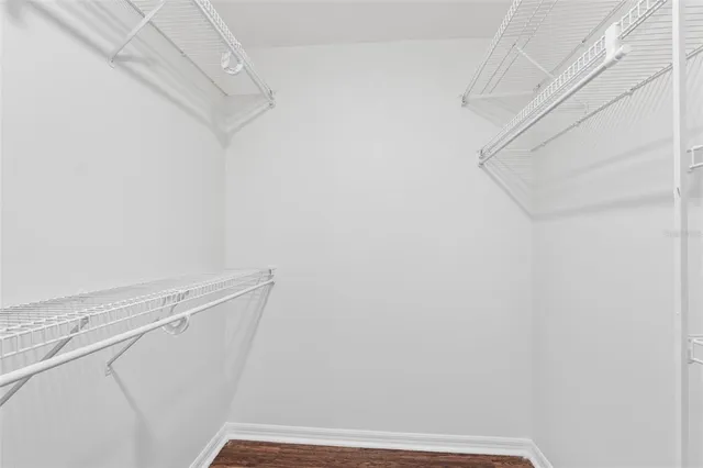 a view of a room with racks on the wall