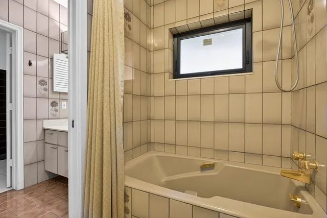 front view of a house with a patio