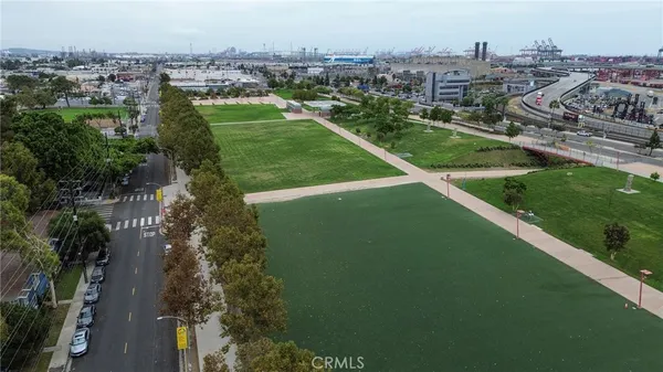 an aerial view of a city