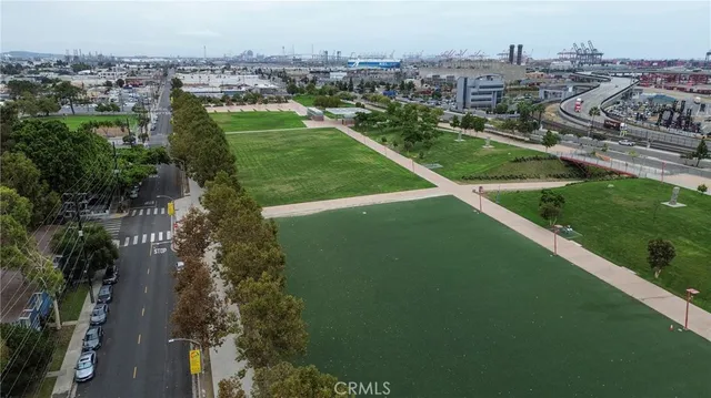 an aerial view of a city