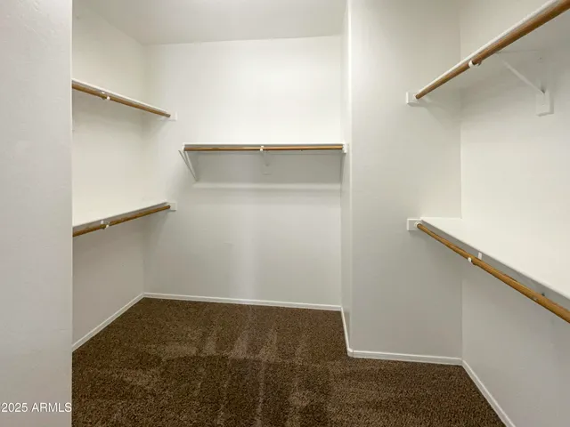 a view of an empty walk in closet