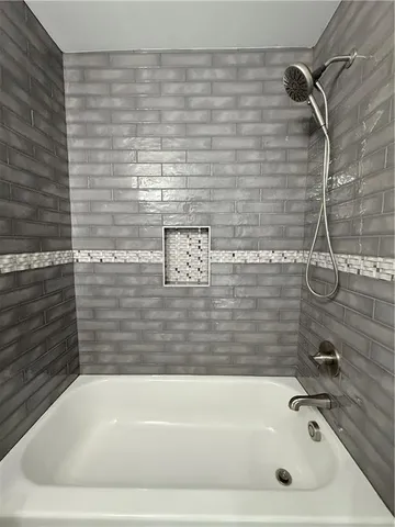 a bathroom with a bathtub