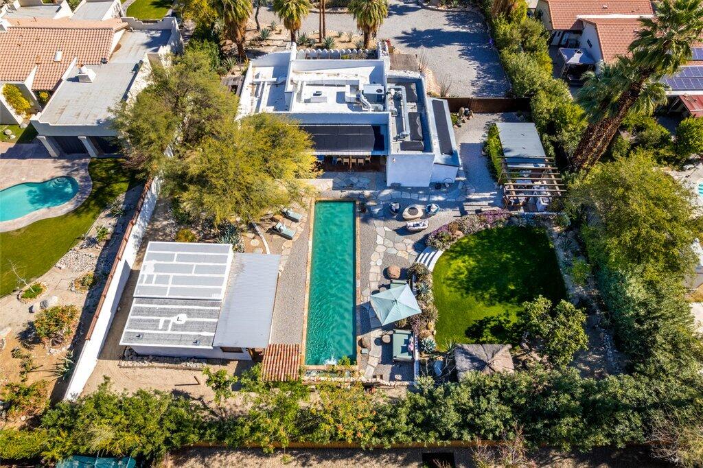 71607 Sahara Road Rancho Mirage, CA 92270 - Photo 91 of 118 an aerial view of a house with a yard and potted plants