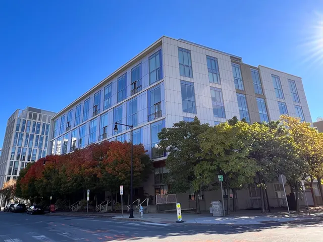 a front view of a building